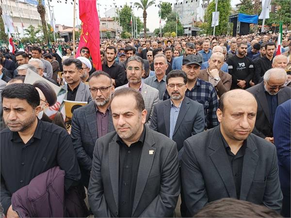 برگزاری مراسم بزرگداشت خادم‌الرضا شهید خدمت آیت‌الله سید ابراهیم رییسی رئیس جمهور شهید و همراهان ایشان در میدان شهدای ذهاب رشت