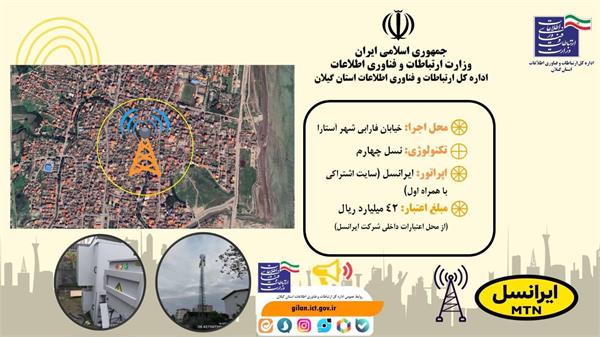 راه اندازی سایت دکل ارتباطی شرکت ایرانسل بصورت اشتراکی در خیابان فارابی شهر آستارا