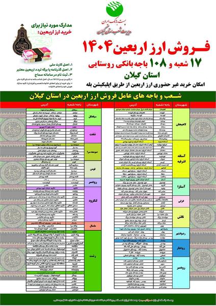 ۱۷ شعبه و ۱۰۸ باجه روستایی پست بانک، آماده توزیع ارز اربعین به زائران گیلانی