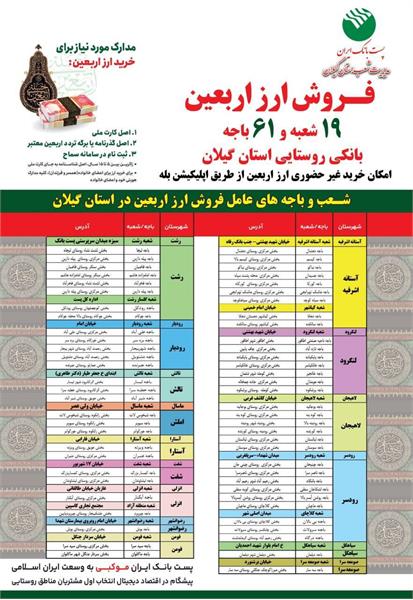 19 شعبه و ۶۱ باجه روستایی پست بانک، آماده توزیع ارز اربعین به زائران گیلانی