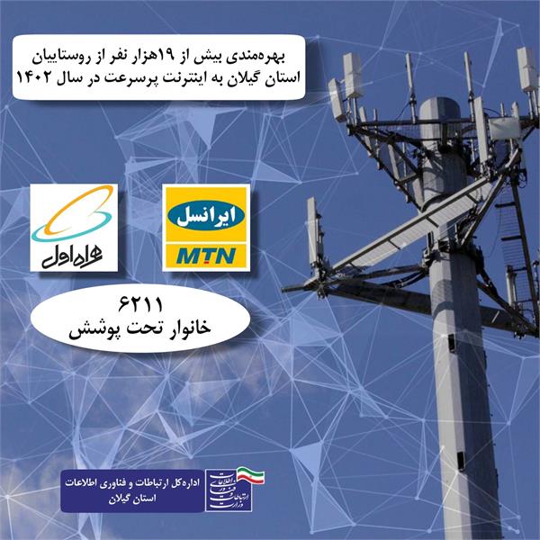 بهره مندی بیش از 19 هزار نفر از روستاییان استان گیلان از اینترنت پرسرعت در سال 1402