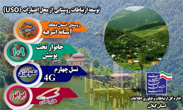 روستای اشمان‌دهگاه بخش کیاشهر شهرستان آستانه اشرفیه به شبکه ملی اطلاعات متصل شد